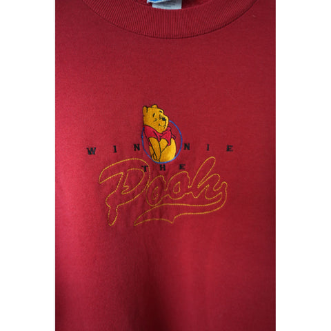 "Retail" Vintage Pooh Winnie The Pooh Embroidered Pullover Sweatshirt Red XL Made in USA
