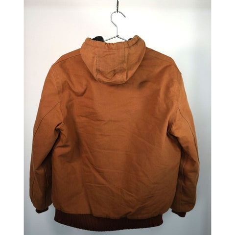 "Retail" Vintage Carhartt Flannel Quilt Lined Canvas Full Zip Active Jacket Brown Small Made in USA