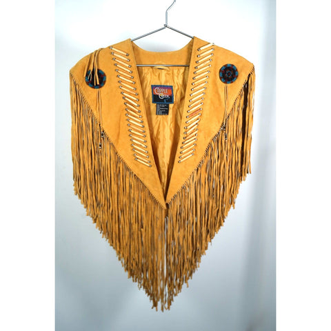 "Retail" Cripple Creek Western Cowgirl Brown Leather Fringe Poncho Vest One Size