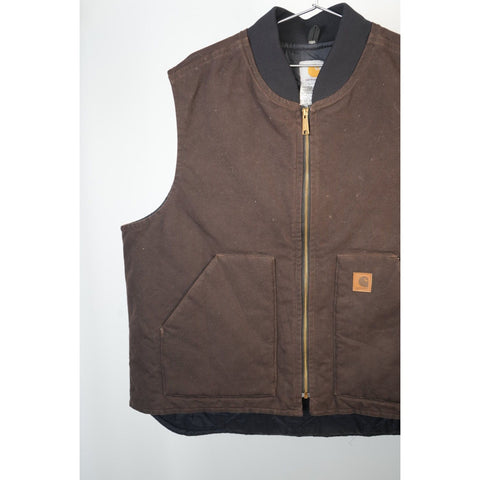 "Retail" Carhartt V02 DKB Arctic Quilt Lined Canvas Full Zip Work Vest Dark Brown 2XL