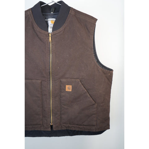 "Retail" Carhartt V02 DKB Arctic Quilt Lined Canvas Full Zip Work Vest Dark Brown 2XL