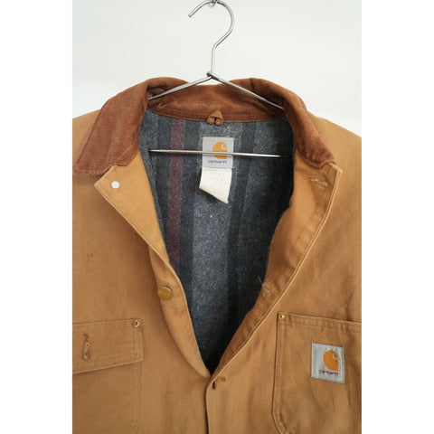 "Retail" Vintage Carhartt Blanket-Lined Corduroy Collar Canvas Work Chore Jacket Brown