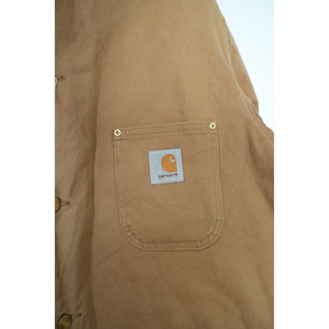 "Retail" Vintage Carhartt Blanket-Lined Corduroy Collar Canvas Work Chore Jacket Brown