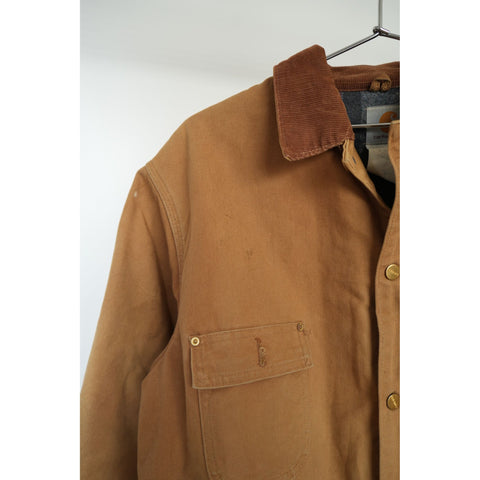 "Retail" Vintage Carhartt Blanket-Lined Corduroy Collar Canvas Work Chore Jacket Brown