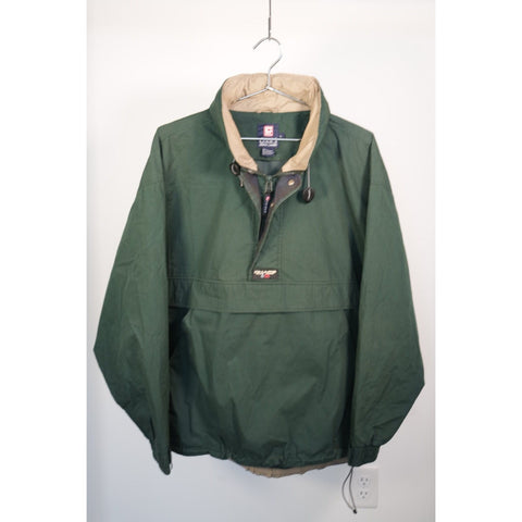 "Retail" Vintage Chaps Ralph Lauren 1/4 Zip Hooded Pullover Windbreaker Green Large