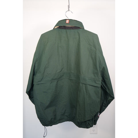 "Retail" Vintage Chaps Ralph Lauren 1/4 Zip Hooded Pullover Windbreaker Green Large