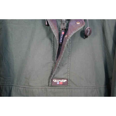 "Retail" Vintage Chaps Ralph Lauren 1/4 Zip Hooded Pullover Windbreaker Green Large