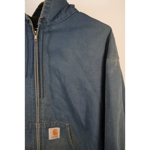 "Retail" Vintage Carhartt Canvas Full Zip Hooded Active Jacket Blue
