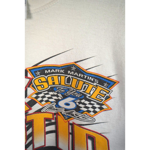 "Retail" Vintage Gildan Mark Martin #6 Racing Tee Shirt White Medium