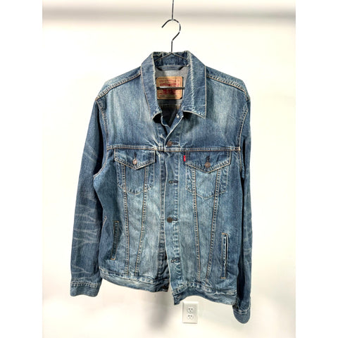 "Retail" Vintage Levi's 70589 Blank Tab Medium Wash Denim Trucker Jacket Blue XL Men's