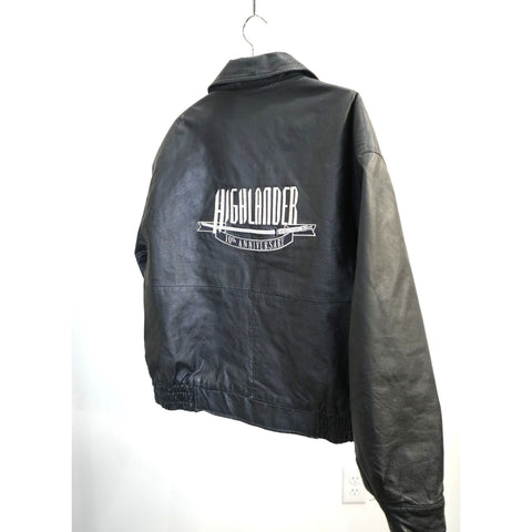 "Retail" Vintage Highlander 10th Anniversary Quilt Lined Full Zip Leather Jacket Black L
