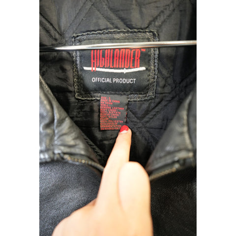 "Retail" Vintage Highlander 10th Anniversary Quilt Lined Full Zip Leather Jacket Black L