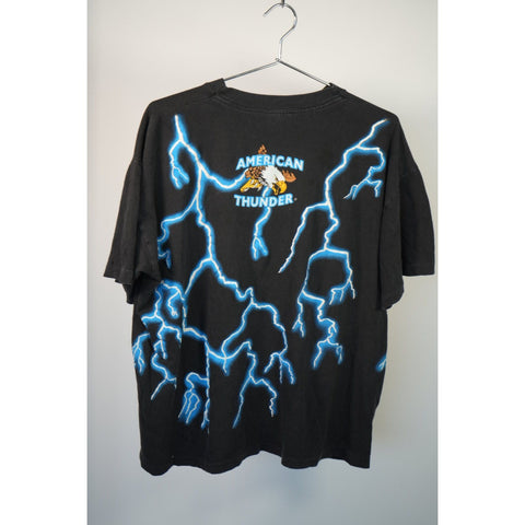 "Retail" Vintage American Thunder Skull Cowboy Tee Shirt Black XL Single Stitch