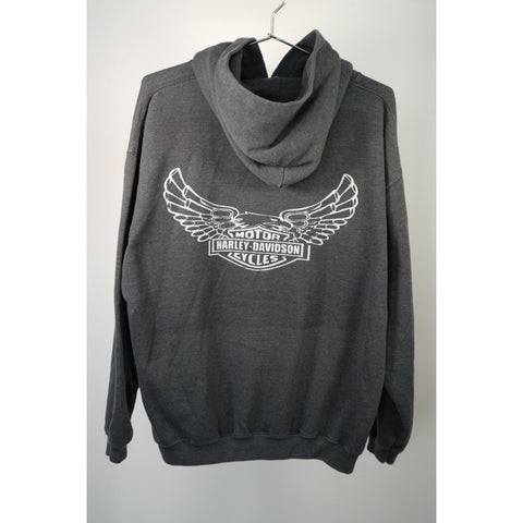 "Retail" Harley-Davidson Logo Print Front & Back Pullover Hoodie Gray