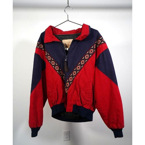 "Retail" VTG Cripple Creek Western Aztec Insulated Full Zip Bomber Jacket XL Made in USA