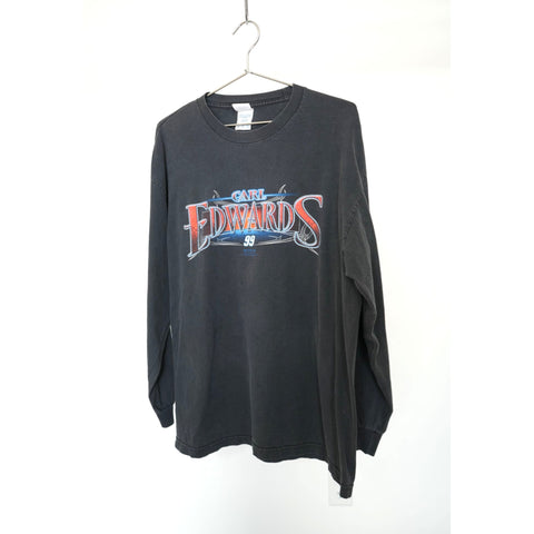 "Retail" Vintage 90s Alstyle Carl Edwards 99 Nascar Long Sleeve Tee Shirt Black XL Men's