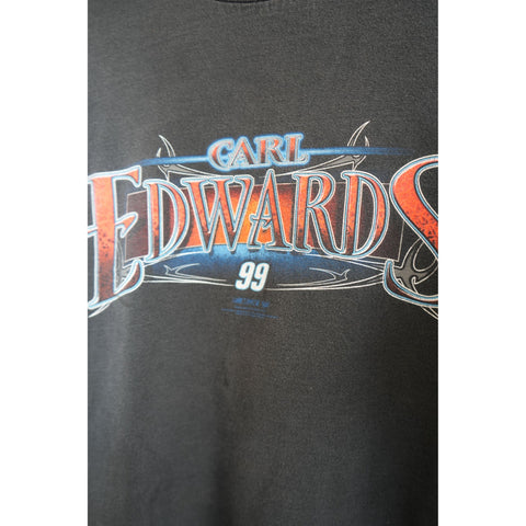 "Retail" Vintage 90s Alstyle Carl Edwards 99 Nascar Long Sleeve Tee Shirt Black XL Men's