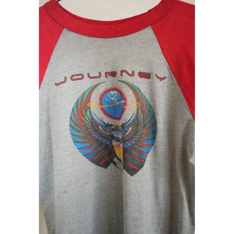 "Retail" Vintage 1981 Journey Escape Tour Raglan Tee Shirt Gray/Red Men's