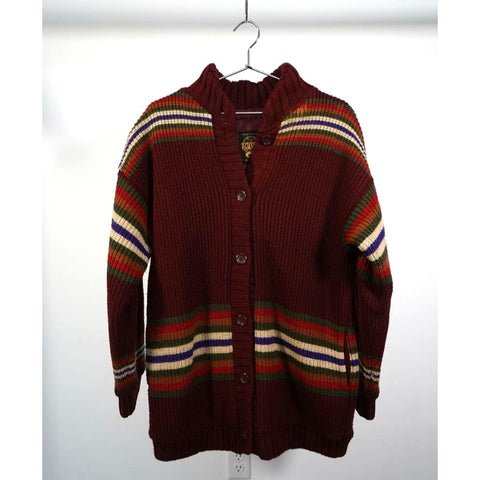 "Retail" Vintage Fox Run Lined Striped Knitted Cardigan Sweater Multicolor Medium