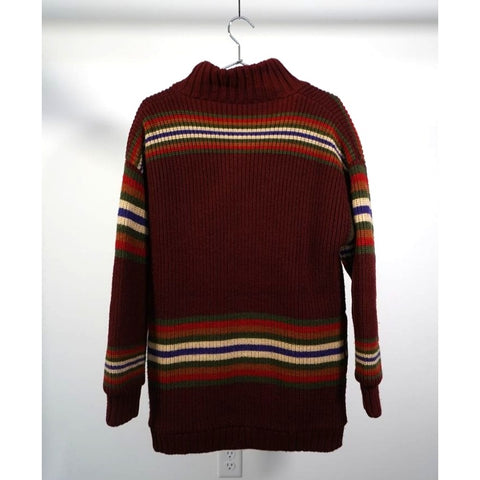"Retail" Vintage Fox Run Lined Striped Knitted Cardigan Sweater Multicolor Medium
