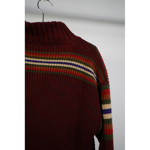 "Retail" Vintage Fox Run Lined Striped Knitted Cardigan Sweater Multicolor Medium