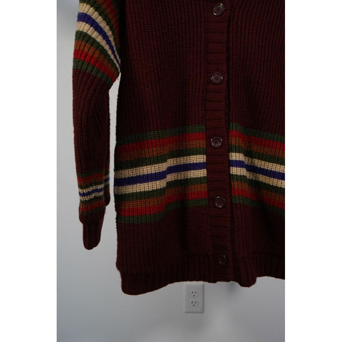 "Retail" Vintage Fox Run Lined Striped Knitted Cardigan Sweater Multicolor Medium