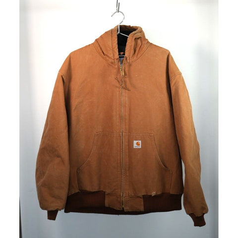 "Retail" Carhartt J140 BRN Quilt-Lined Duck Canvas Full Zip Active Jacket Brown XL
