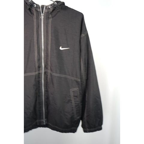"Retail" Vintage Nike Reverse Stitch Full Zip Hooded Track Jacket Black XL
