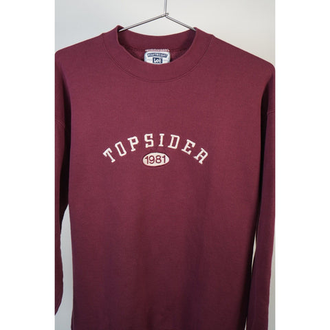 "Retail" Vintage Lee Topsider 1981 Embroidered Pullover Sweatshirt Maroon L Made in USA
