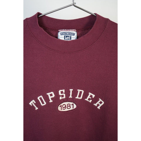 "Retail" Vintage Lee Topsider 1981 Embroidered Pullover Sweatshirt Maroon L Made in USA