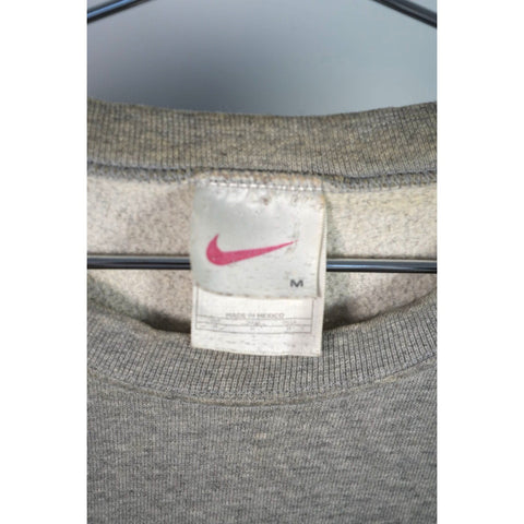 "Retail" Vintage Nike Small Swoosh Embroidered Pullover Sweatshirt Gray Medium