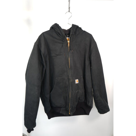 "Retail" Carhartt Quilt Flannel Lined Canvas Full Zip Active Jacket Black Large