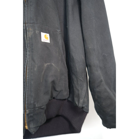 "Retail" Carhartt Quilt Flannel Lined Canvas Full Zip Active Jacket Black Large