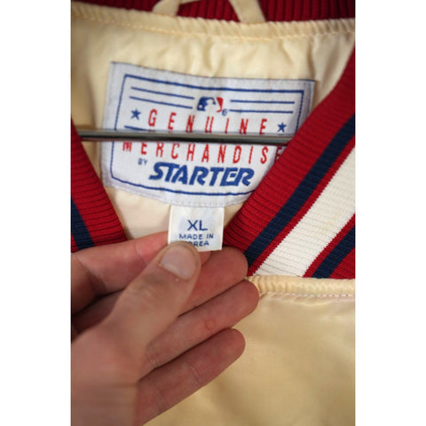 "Retail" Vintage 90s Starter Atlanta Braves Varsity Jacket Tan/Red XL