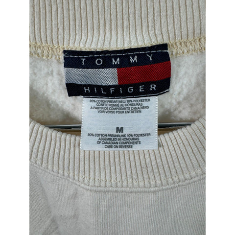 "Retail" VTG Tommy Hilfiger Logo Embroidered Crewneck Pullover Sweatshirt Cream M Women's