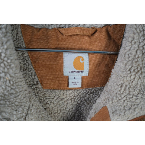 "Retail" Carhartt 104277 BRN Mock Neck Sherpa Lined Duck Canvas Full Zip Vest Brown L