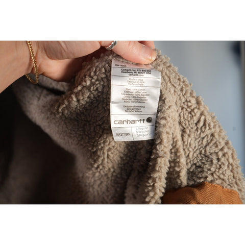 "Retail" Carhartt 104277 BRN Mock Neck Sherpa Lined Duck Canvas Full Zip Vest Brown L