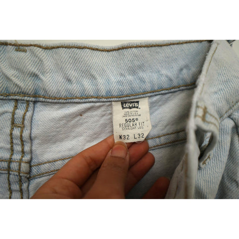 "Retail" VTG Levi's 505 Orange Tab Bleach Wash Regular Fit Straight Leg Denim Jeans W29