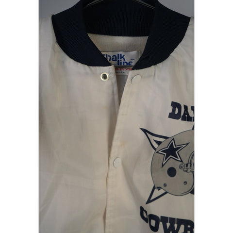 "Retail" Vintage Chalk Line Dallas Cowboys Satin Printed Snap Bomber Jacket Made in USA