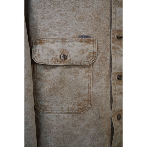 "Retail" Vintage Carhartt Rugged Outdoor Wear Acid Wash Work Chore Shirt Brown