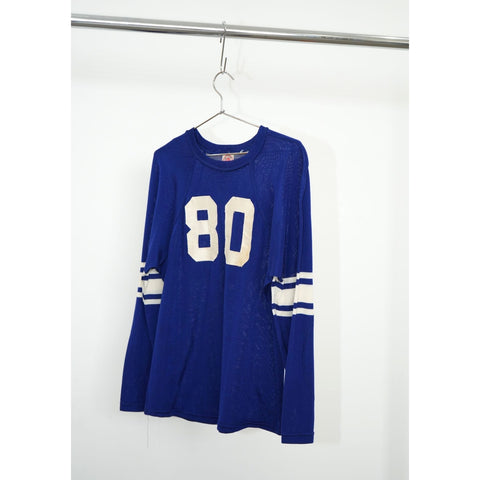 "Retail" Vintage Lowe & Campbell Athletic Goods Long Sleeve Football Sandknit Shirt Blue 40 Men's