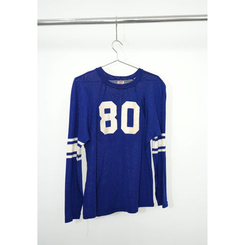 "Retail" Vintage Lowe & Campbell Athletic Goods Long Sleeve Football Sandknit Shirt Blue 40 Men's