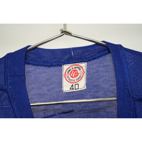 "Retail" Vintage Lowe & Campbell Athletic Goods Long Sleeve Football Sandknit Shirt Blue 40 Men's
