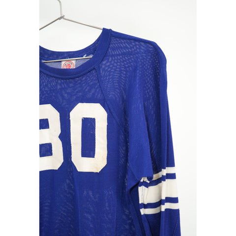 "Retail" Vintage Lowe & Campbell Athletic Goods Long Sleeve Football Sandknit Shirt Blue 40 Men's