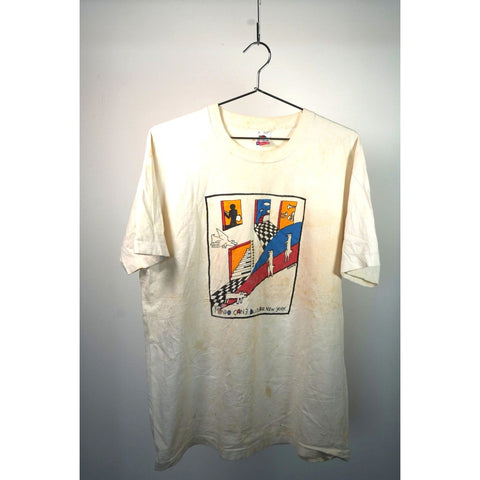 "Retail" Vintage FOTL Mondo Cane Blues Bar New York Tee Shirt White XL Single Stitch Made in USA