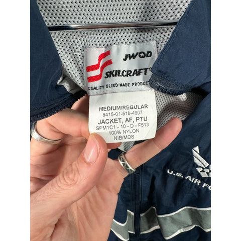 "Retail" Vintage JWOD Skilcraft U.S. Air Force Mesh Lined Full Zip Windbreaker Navy/Gray M Men's