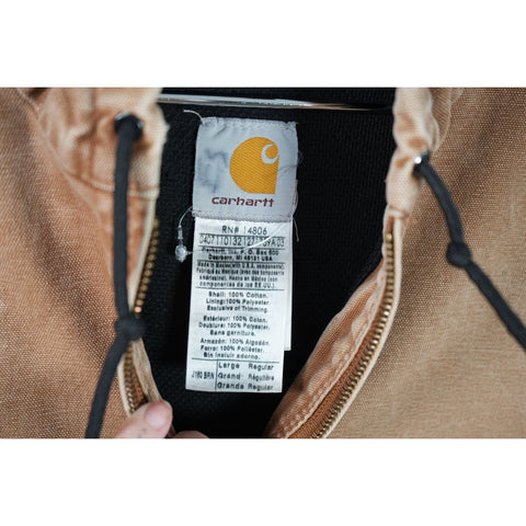 "Retail" Carhartt J160 BRN Thermal Lined Canvas Full Zip Active Jacket Brown Large