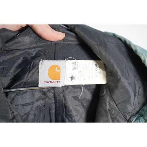 "Retail" Vintage Carhartt JQ296 Quilt Lined Full Zip Active Jacket Green XL Made in USA