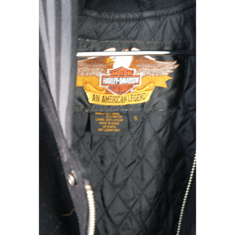 "Retail" Vintage Harley-Davidson Quilt Lined Embroidered Bomber Jacket Black/Red Small