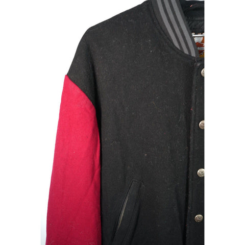 "Retail" Vintage Harley-Davidson Quilt Lined Embroidered Bomber Jacket Black/Red Small